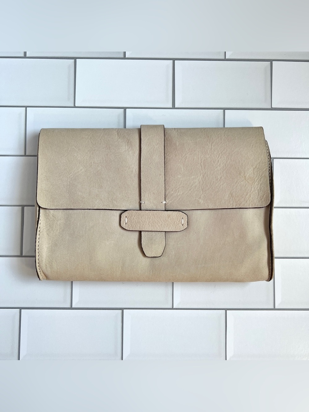 GAP 🤎 Leather Genuine Suede Tan Clutch Fold over Purse